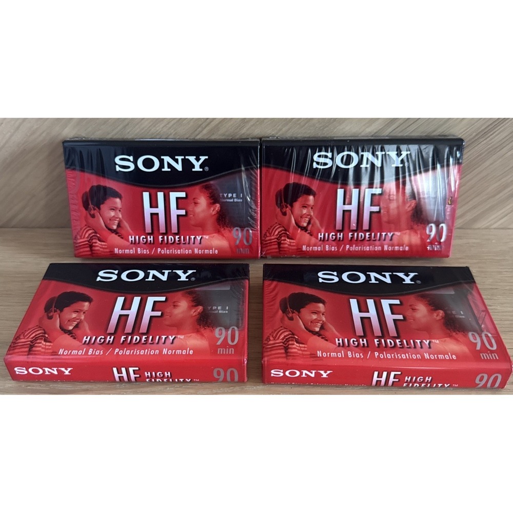 Lot of 4 New Sealed SONY HF 90 Minute Blank AUDIO CASSETTE TAPES Normal Bias